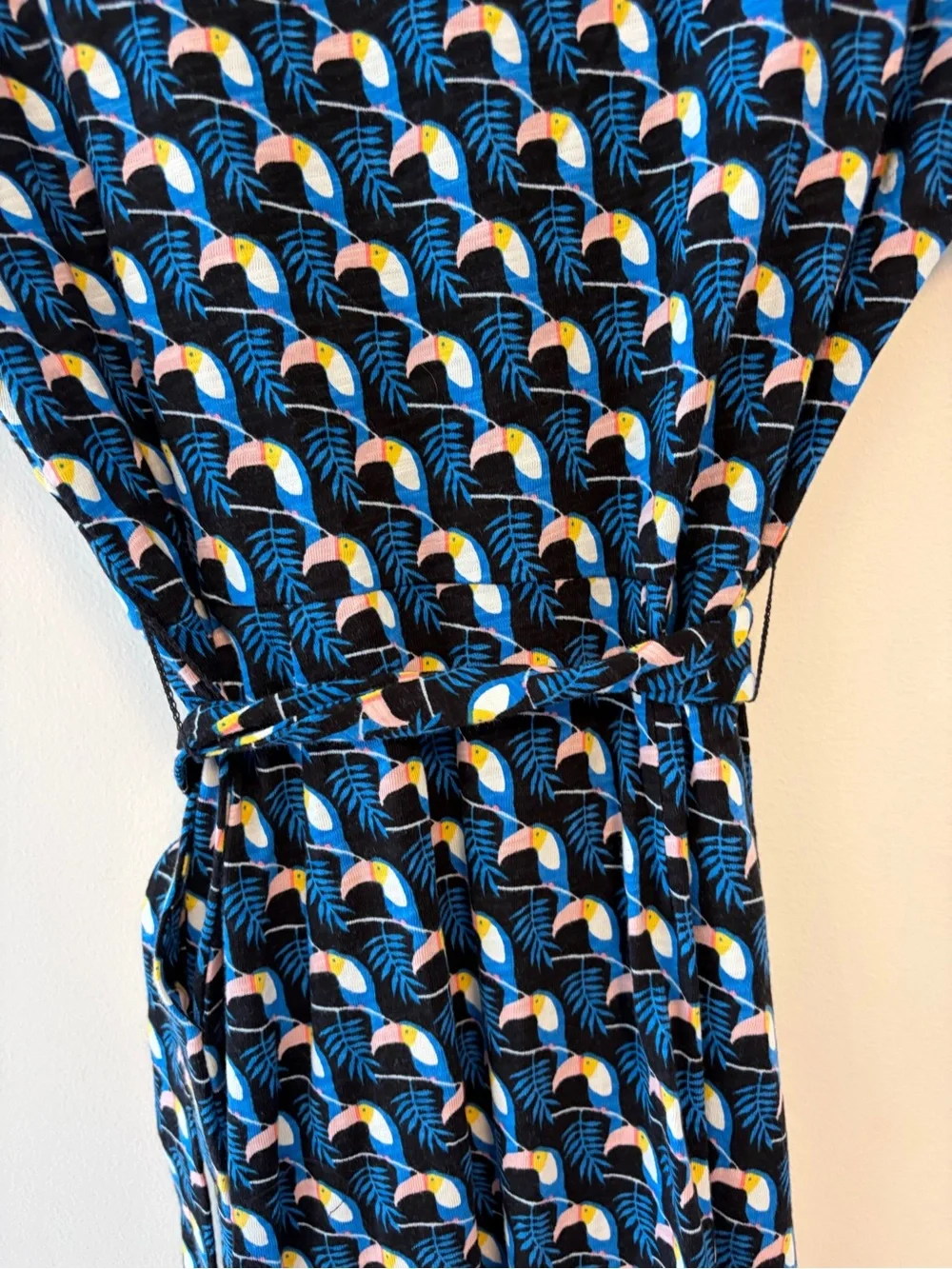 BODEN Thomasina Tie Waist Midi Shirt Dress Toucan Print Women's Size 4R Cotton - Picture 10 of 12